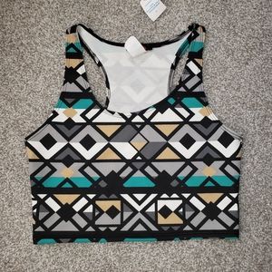 Aztec Print Color Blocked Crop Top